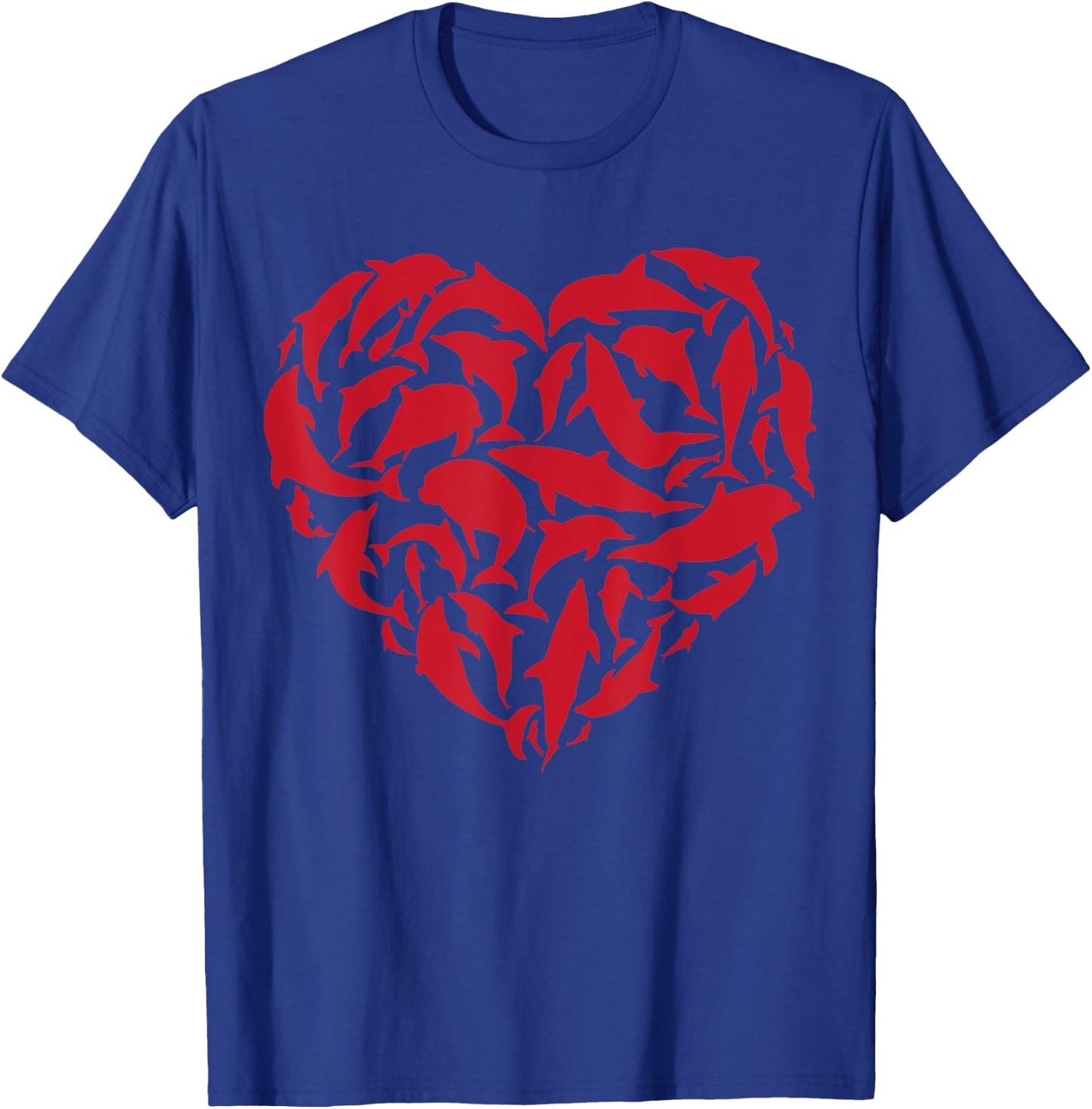 Valentines Day I Love Dolphins Heart Distressed Sea Life T-Shirt - T-Shirt | Royal