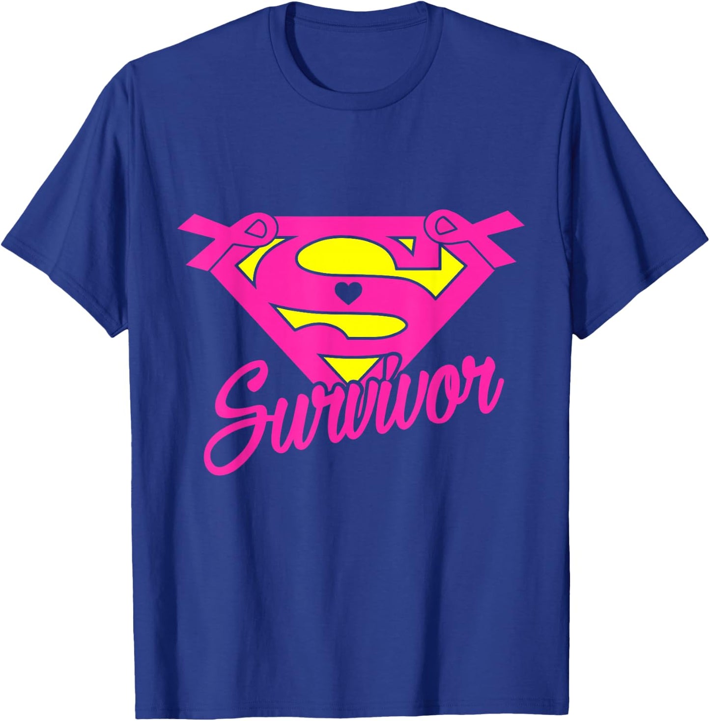 Breast Cancer Awareness Survivor Pink Ribbon Superhero T-Shirt - T-Shirt | Royal