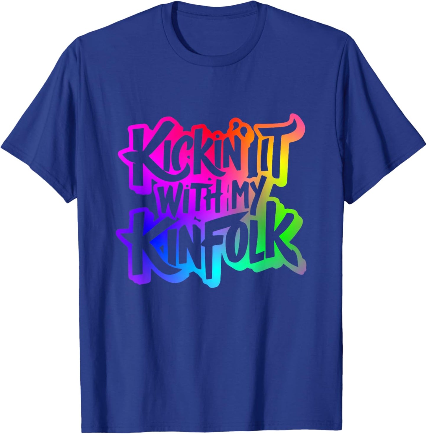 Funny Memorable Family Reunion Celebration Apparel Kickin' It With My Kinfolk -Adults Black Short Sleeve Classic Fit Small T-Shirt - T-Shirt | Royal