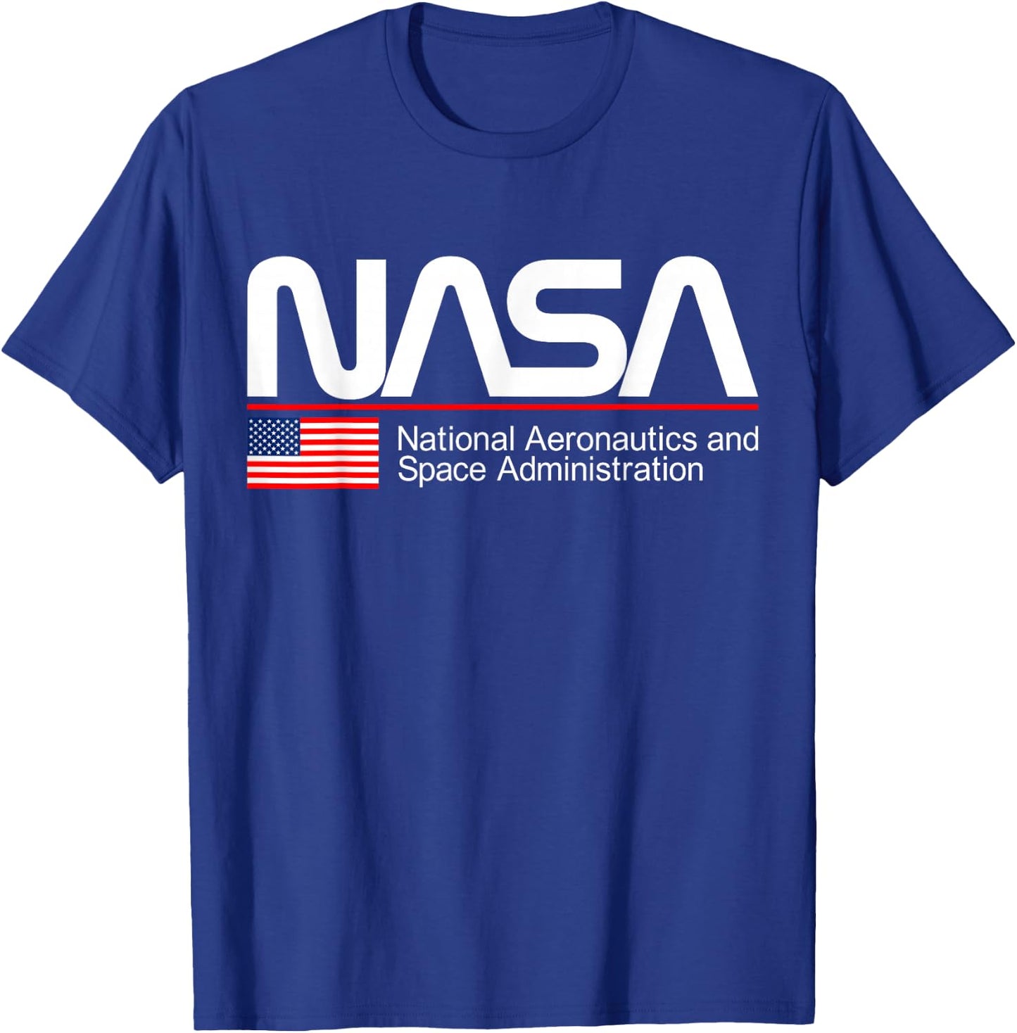Retro NASA Worm Logo American Flag Space Exploration Graphic T-Shirt - T-Shirt | Royal