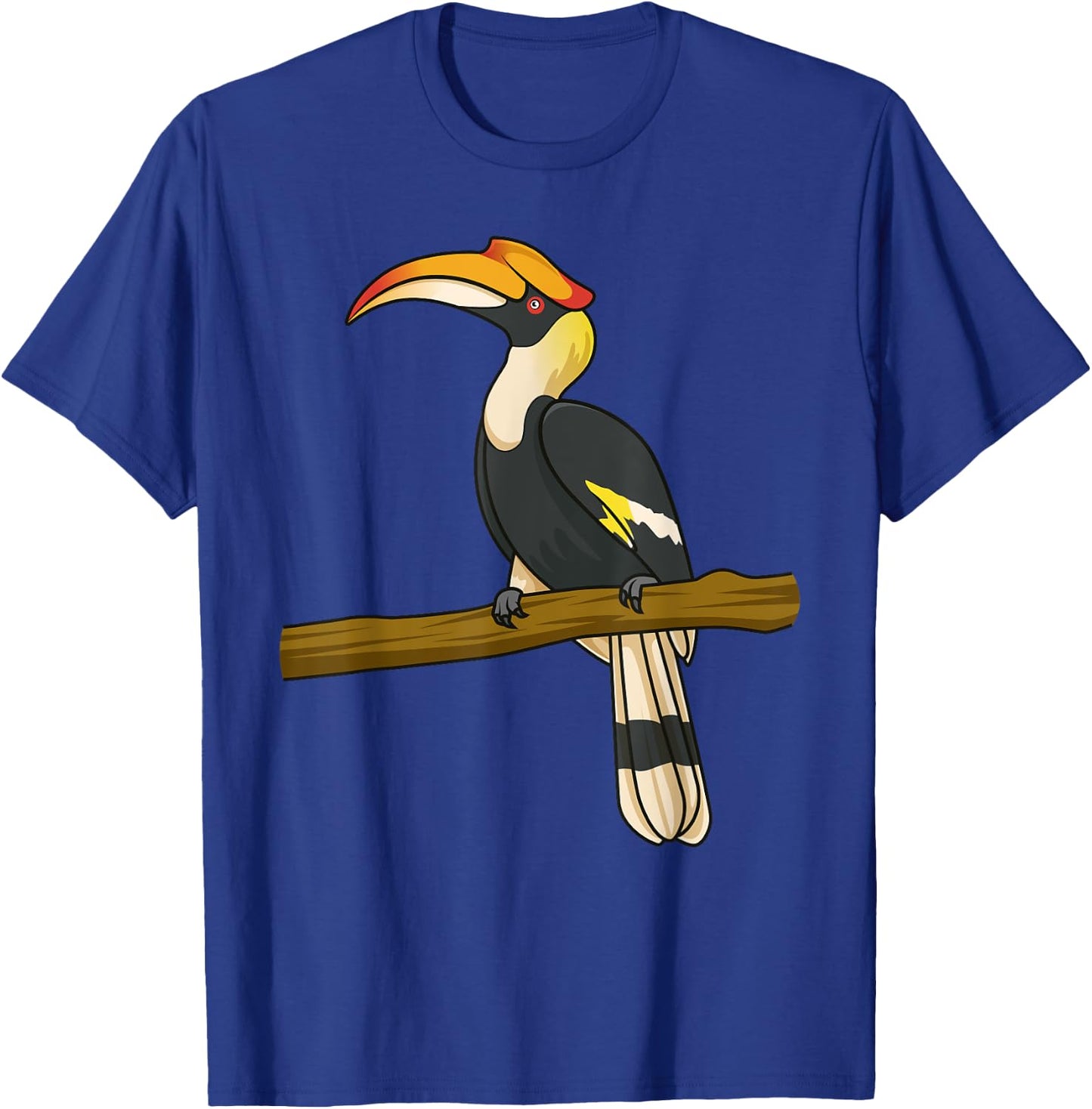 Tropical Hornbill sitting on a Tree Branch Hornbill Bird T-Shirt - T-Shirt | Royal