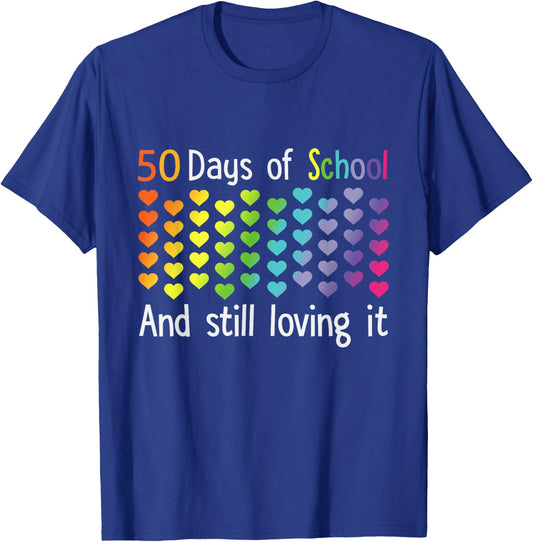 50 Days Of School And Still Loving It T-Shirt - T-Shirt | Royal