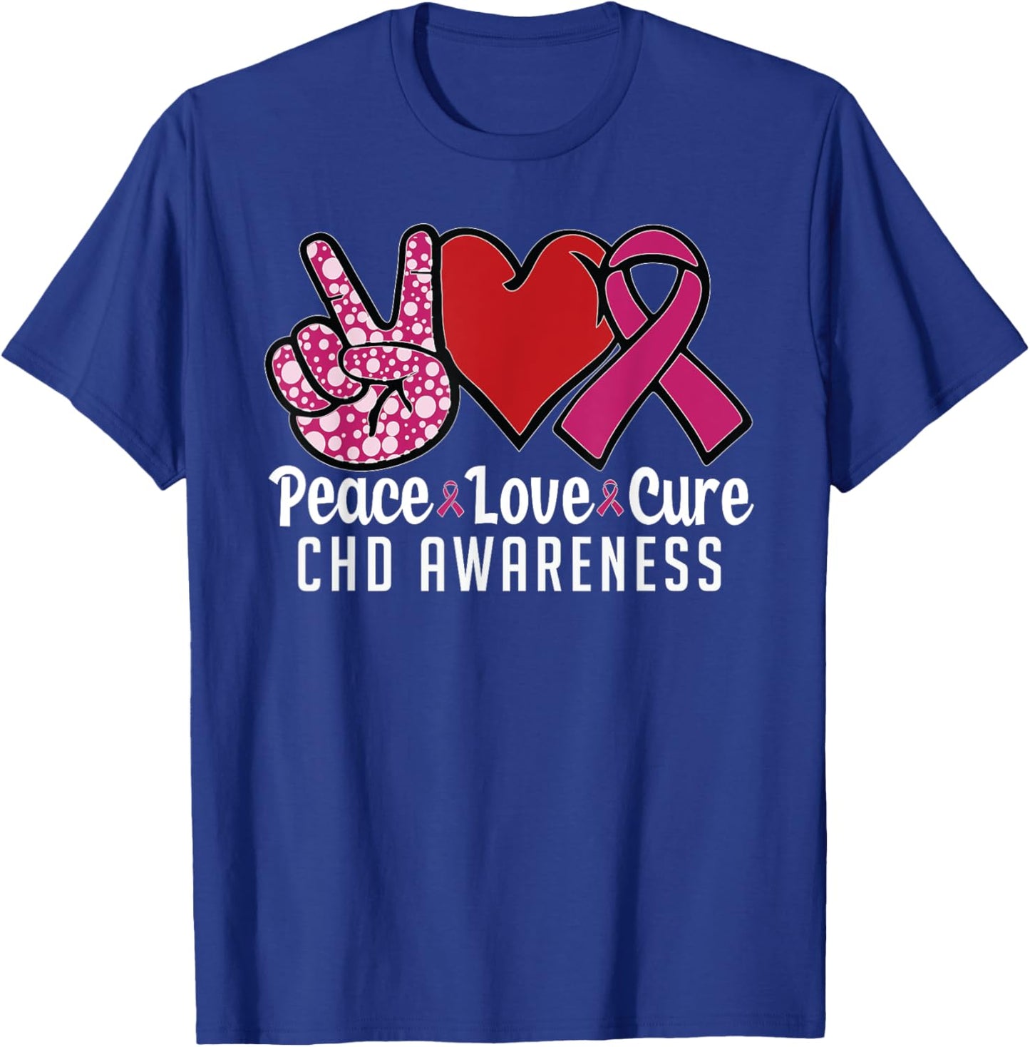 Peace Love Cure CHD Awareness congenital heart defect T-Shirt - T-Shirt | Royal