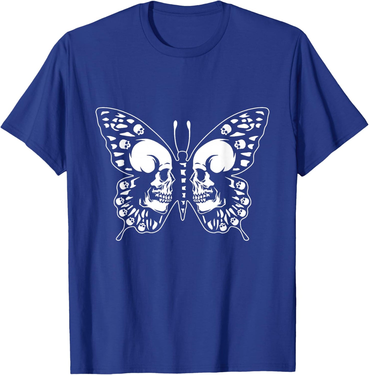 Spooky Halloween Skull Goth Graphic Butterfly Wing Aesthetic T-Shirt - T-Shirt | Royal