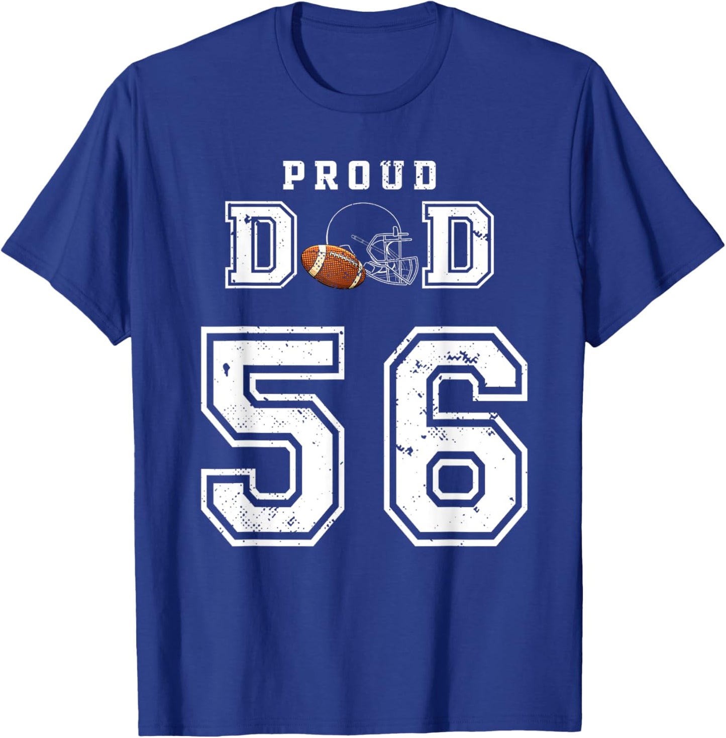 Custom Proud Football Dad Number 56 Personalized T-Shirt - T-Shirt | Royal