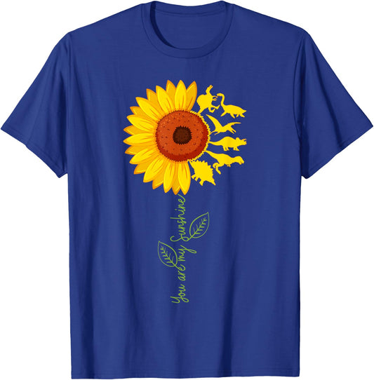 Du bist mein Sonnenschein Sunflower Dinosaur T-Rex Men Women Girls Kids T-Shirt - T-Shirt | Royal