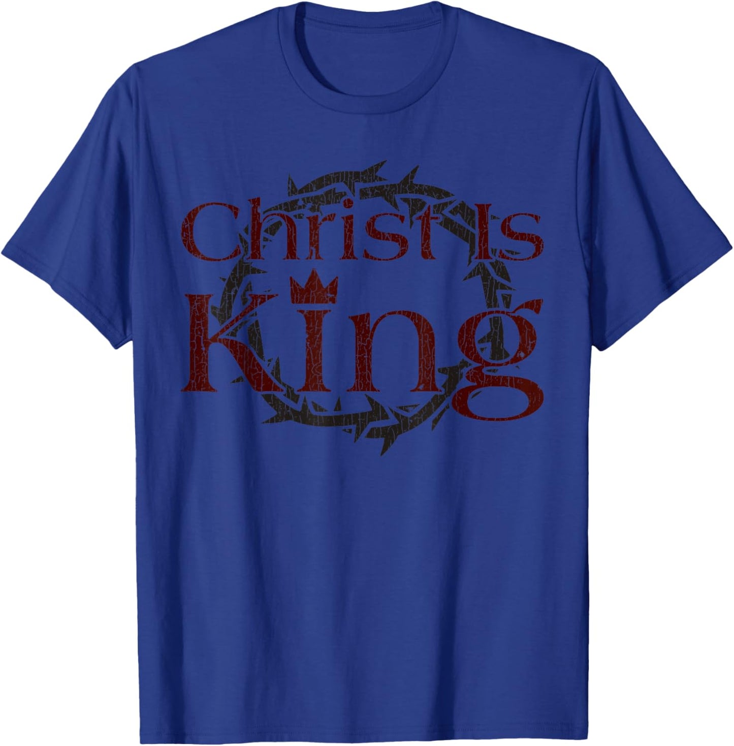 Vintage Christian Crown Of Thorns Christ Is King 3 T-Shirt - T-Shirt | Royal