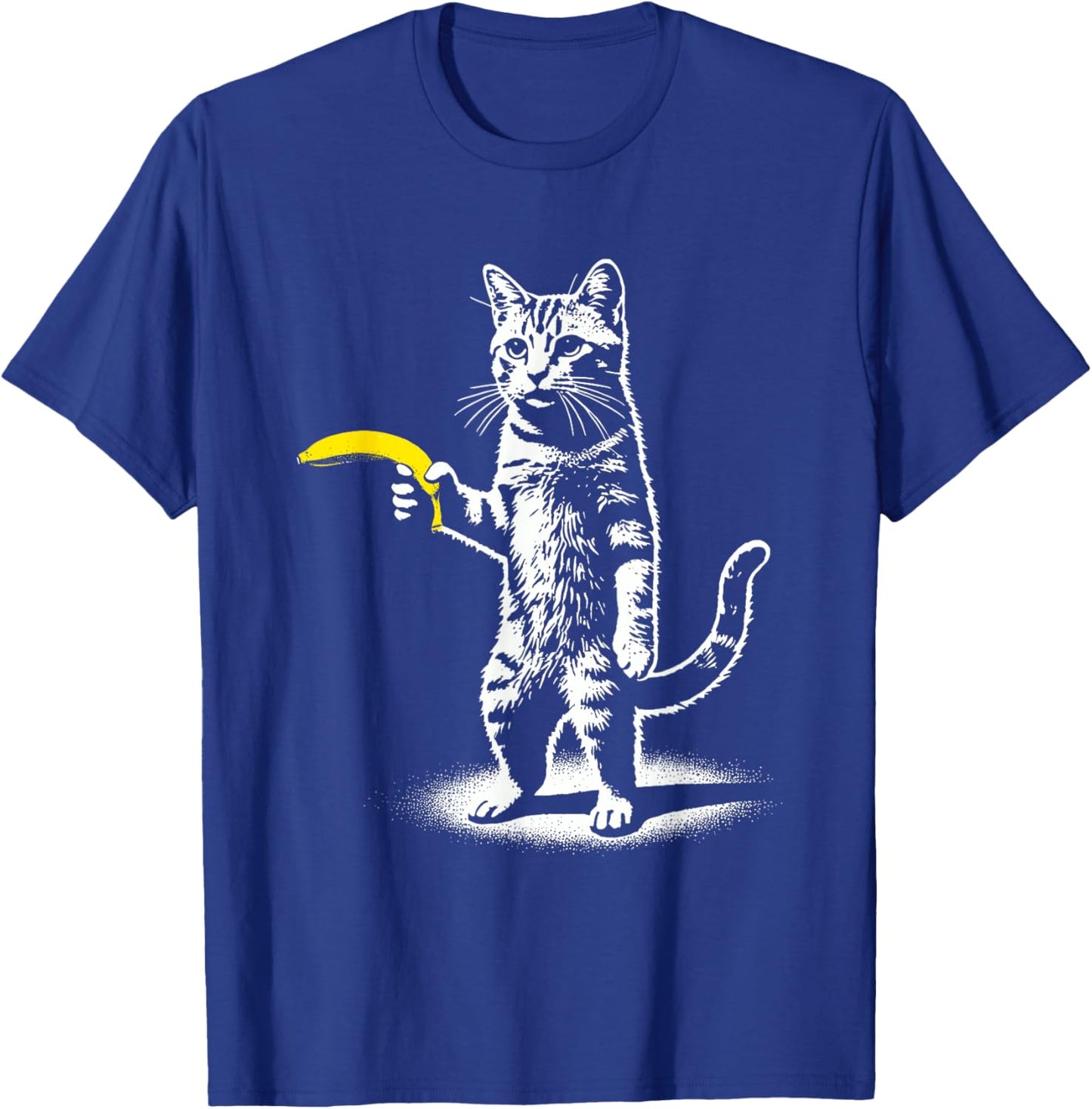 Retro Cat with Banana Meme Men Women Kids Novelty Funny Cat T-Shirt - T-Shirt | Royal