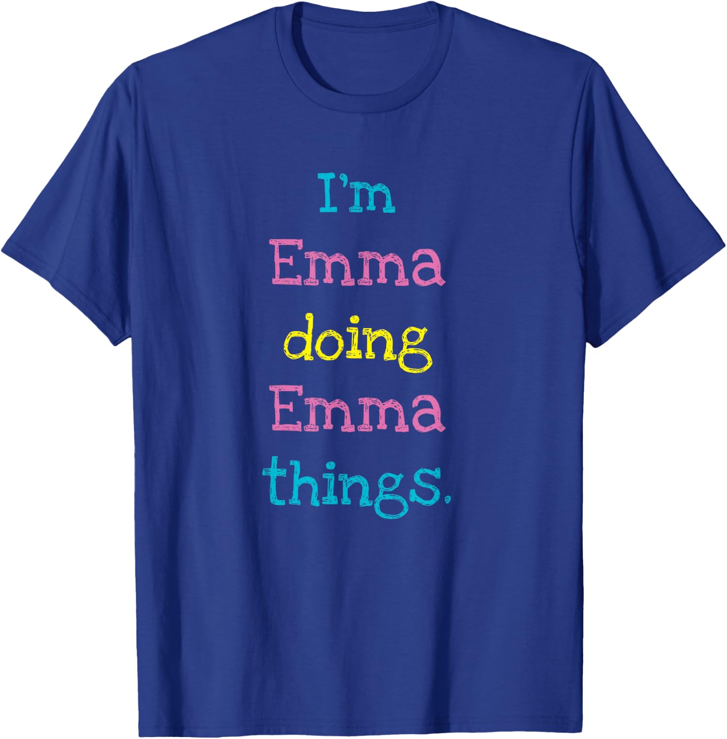 Emma Cute Personalized Text Kid's Top For Girls T-Shirt - T-Shirt | Royal