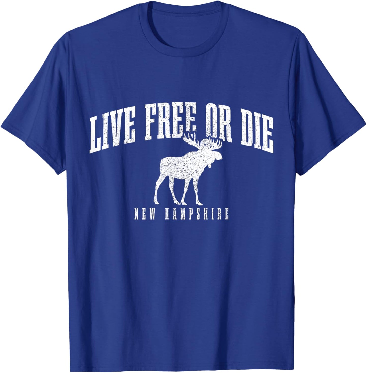 New Hampshire Live Free Or Die Pride Moose Vintage T-Shirt - T-Shirt | Royal