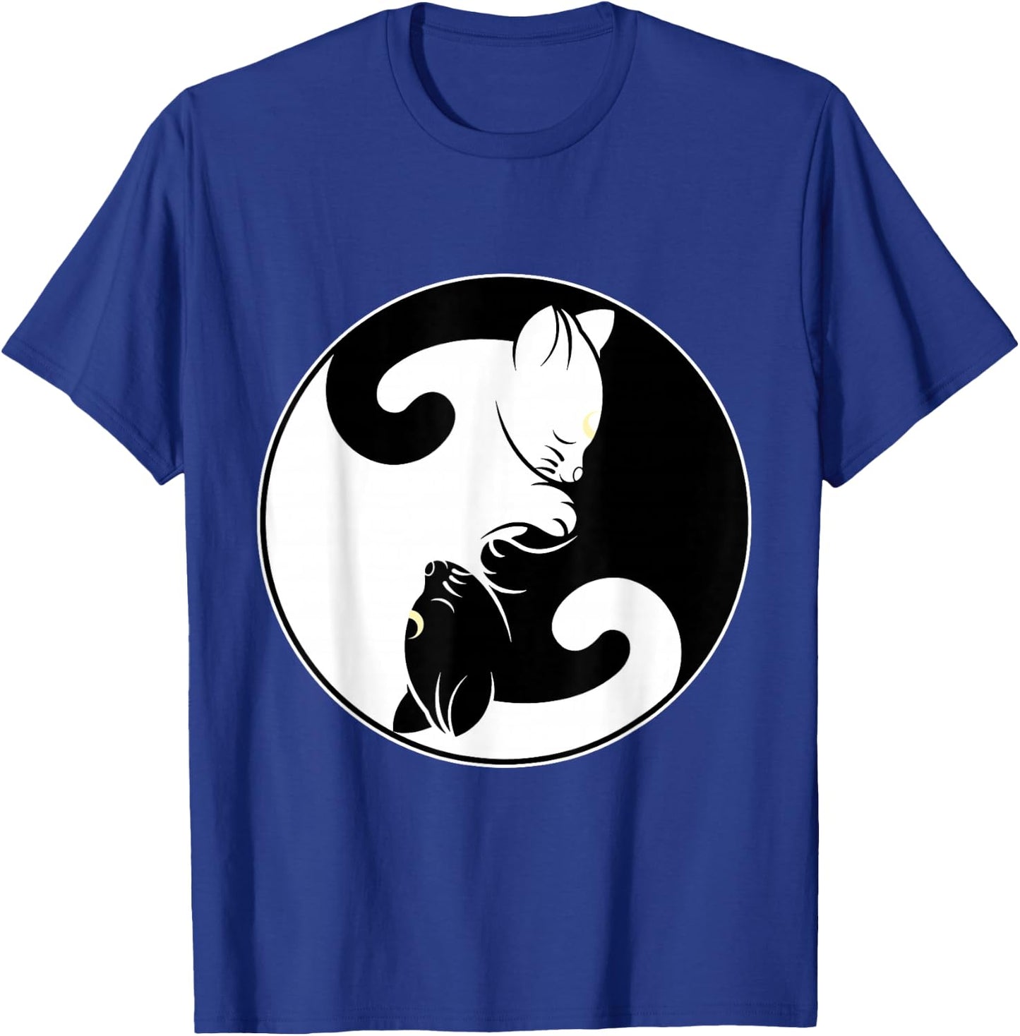 Kawaii Yin Yang Black Cat With Moon Crescent Head Manga Neko T-Shirt - T-Shirt | Royal