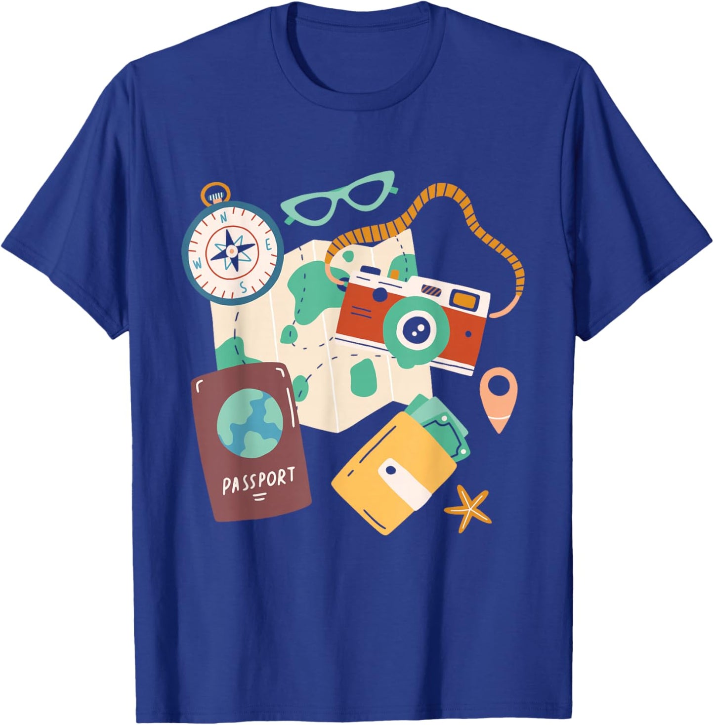 Tourist Holidays Costume Camera Passport Traveling Vacation T-Shirt - T-Shirt | Royal