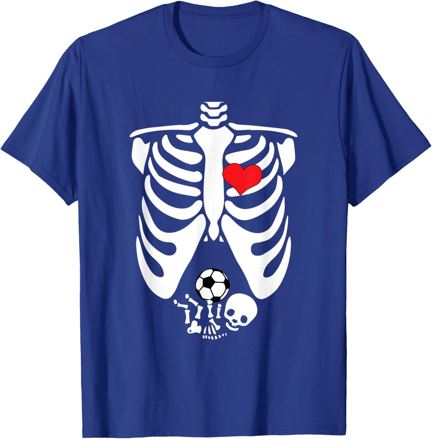 Funny Skeleton Baby Pregnant Halloween Soccer T-Shirt - T-Shirt | Royal