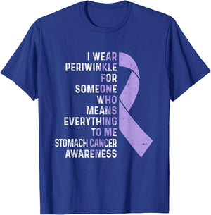 I Wear Periwinkle Ribbon Stomach Cancer Awareness Support T-Shirt - T-Shirt | Royal