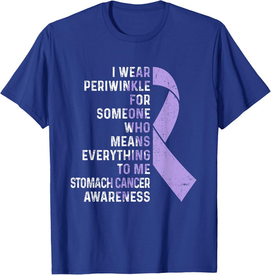 I Wear Periwinkle Ribbon Stomach Cancer Awareness Support T-Shirt - T-Shirt | Royal