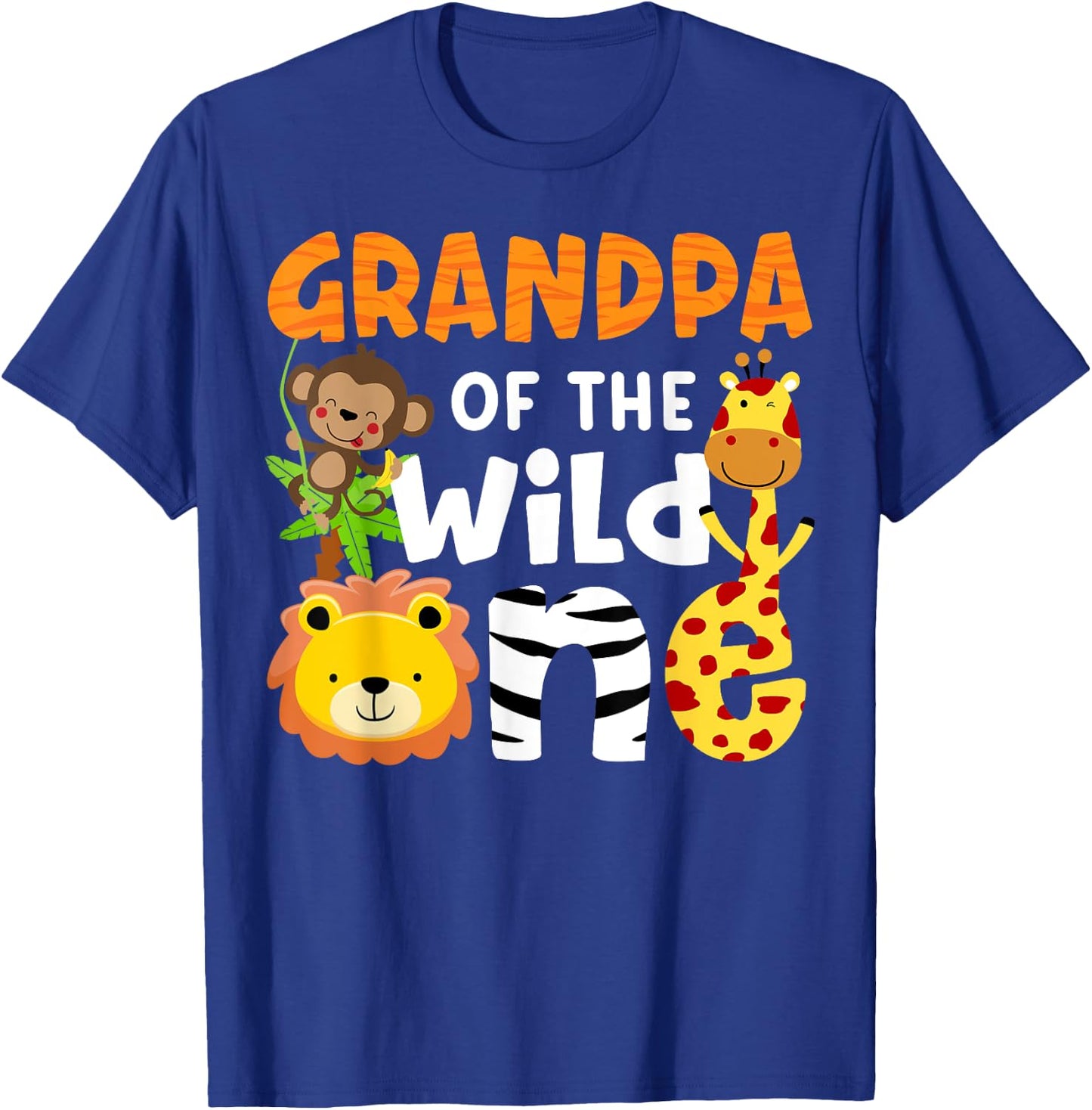 Grandpa of the Wild One Zoo Bday Safari Jungle Animals Party T-Shirt - T-Shirt | Royal