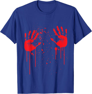 Bloody Hand Prints on your Boobs T-Shirt - T-Shirt | Royal
