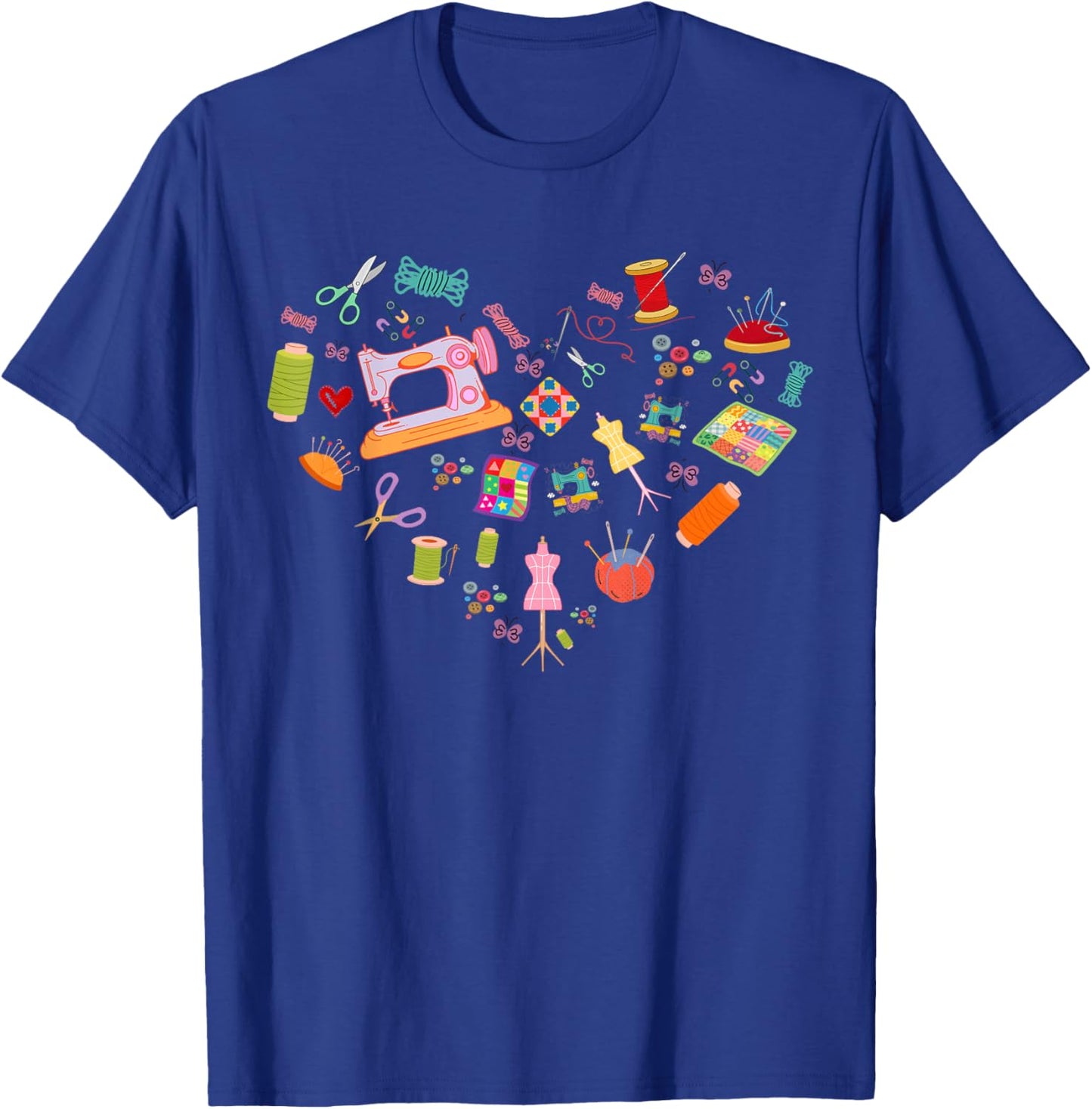 Sewing Quilting Machine Quilters Funny Sewing Lover heart T-Shirt - T-Shirt | Royal