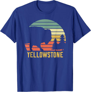 Yellowstone National Park Travel Buffalo Bison Vintage T-Shirt - T-Shirt | Royal