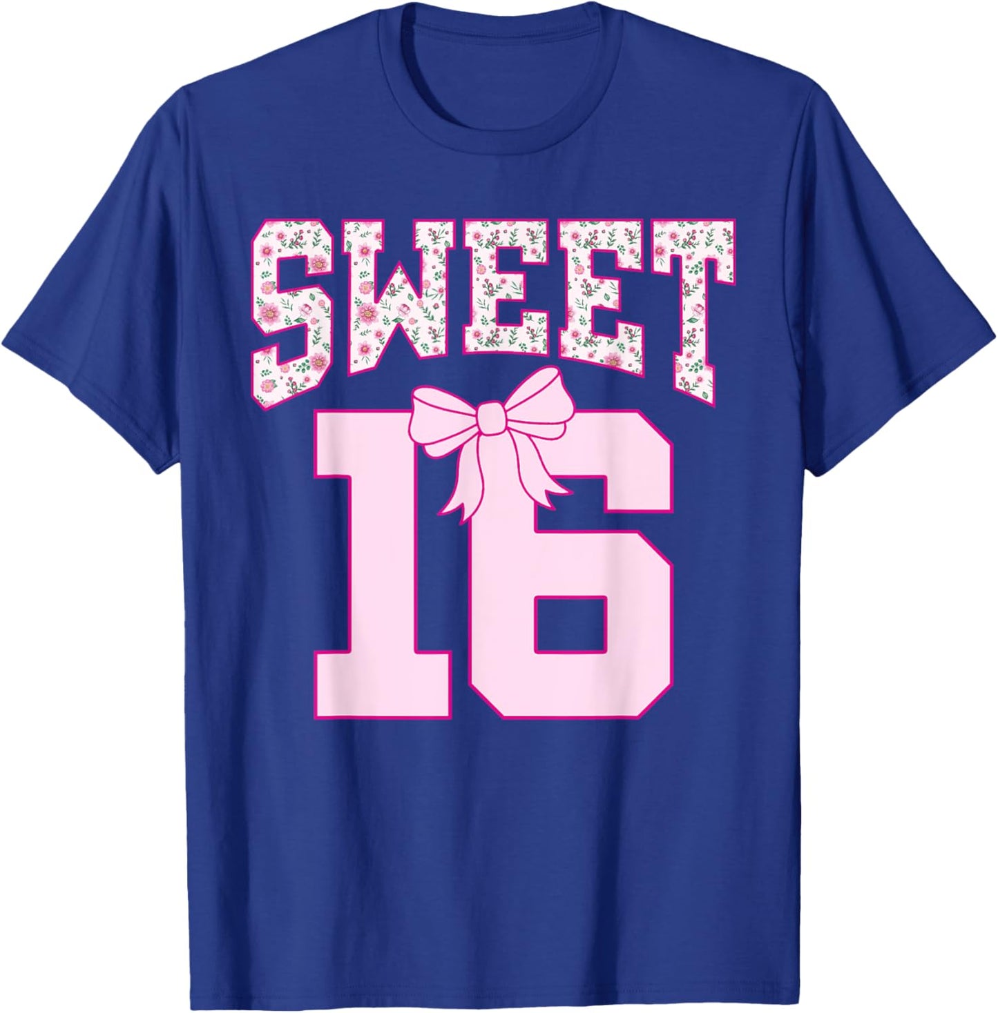 Sweet 16 Coquette Bow Groovy Pink Floral 16th Birthday T-Shirt - T-Shirt | Royal