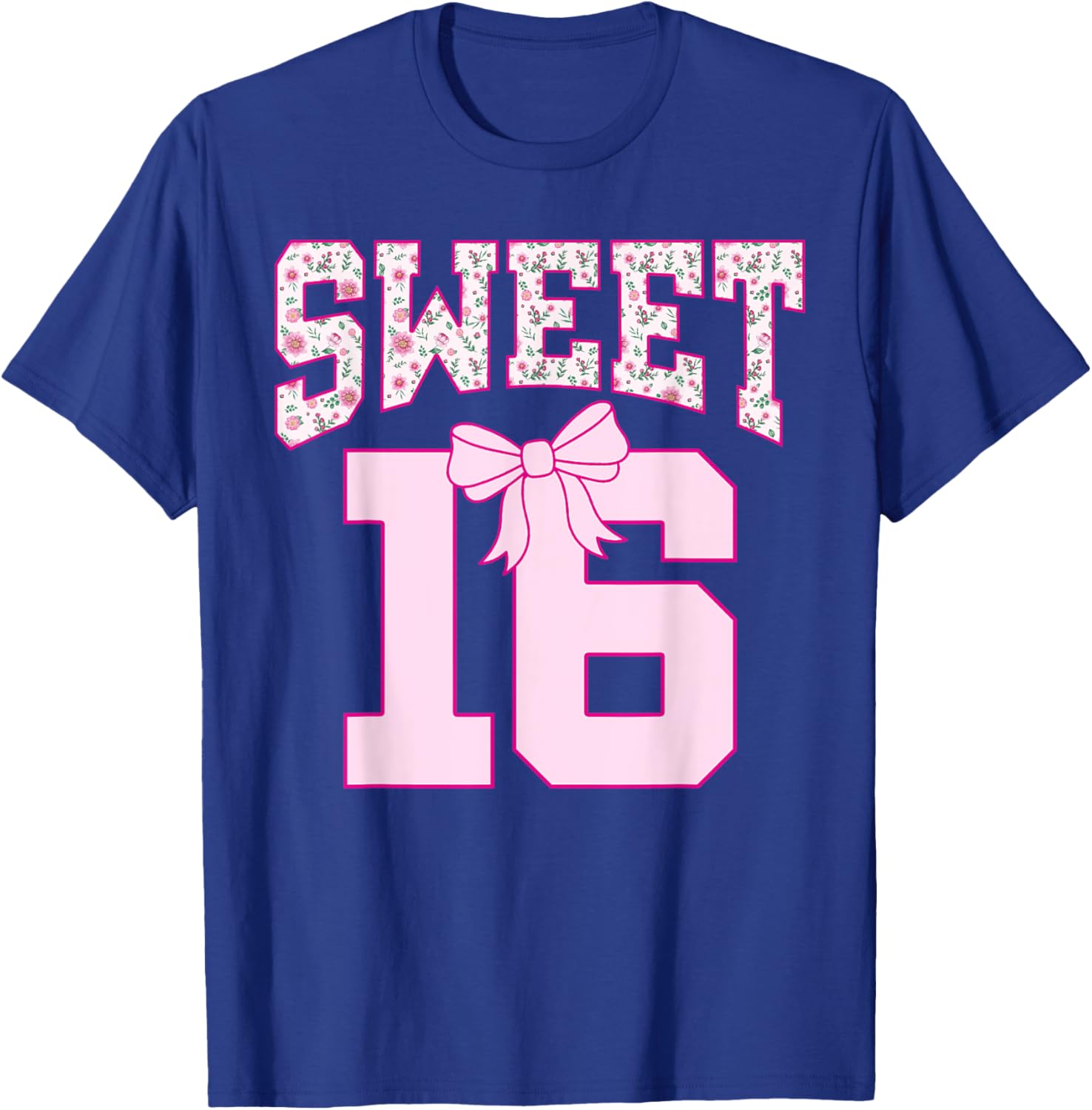 Sweet 16 Coquette Bow Groovy Pink Floral 16th Birthday T-Shirt - T-Shirt | Royal
