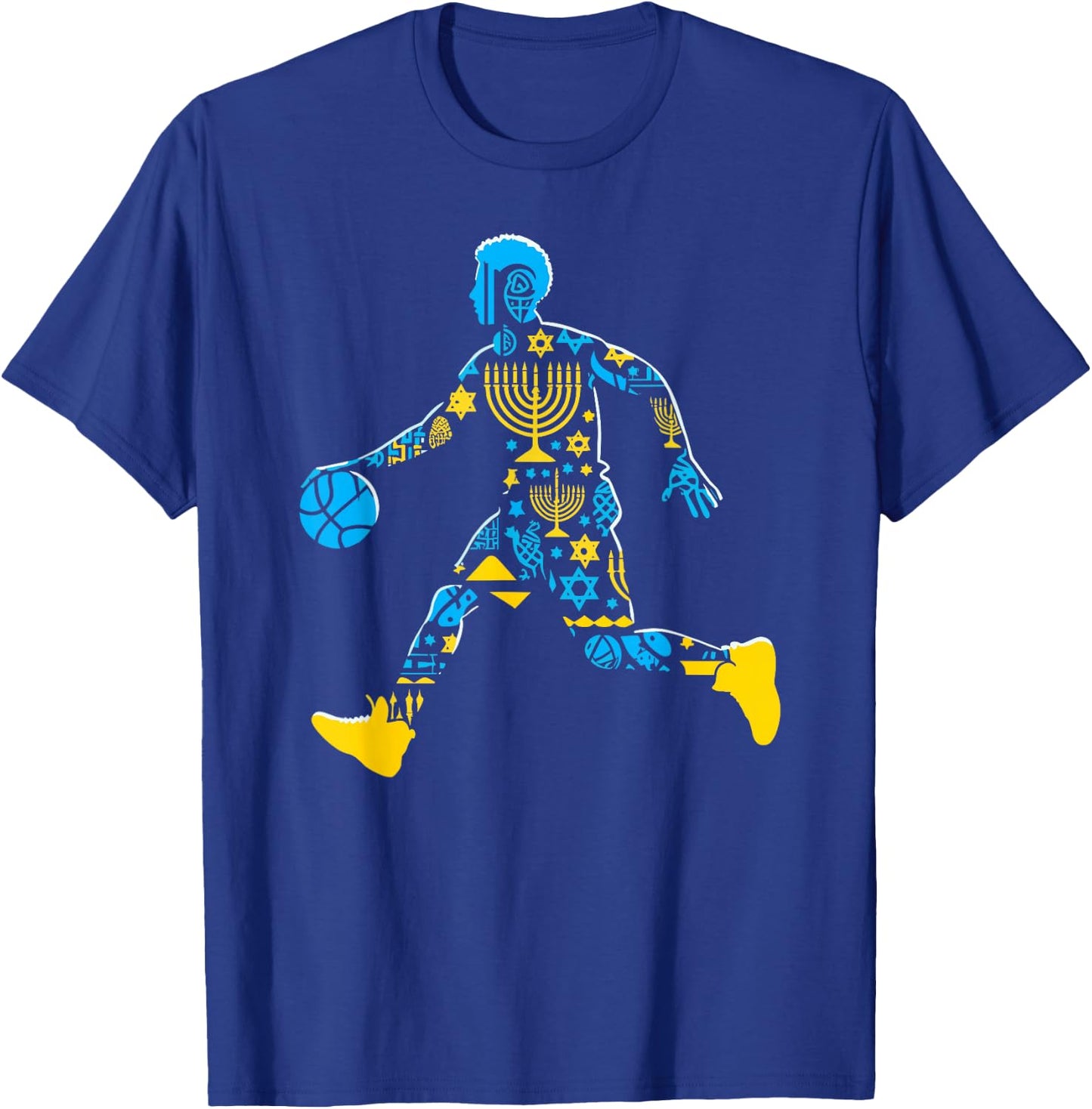 Basketball Menorah Dreidel Jewish Hanukkah Kids T-Shirt - T-Shirt | Royal