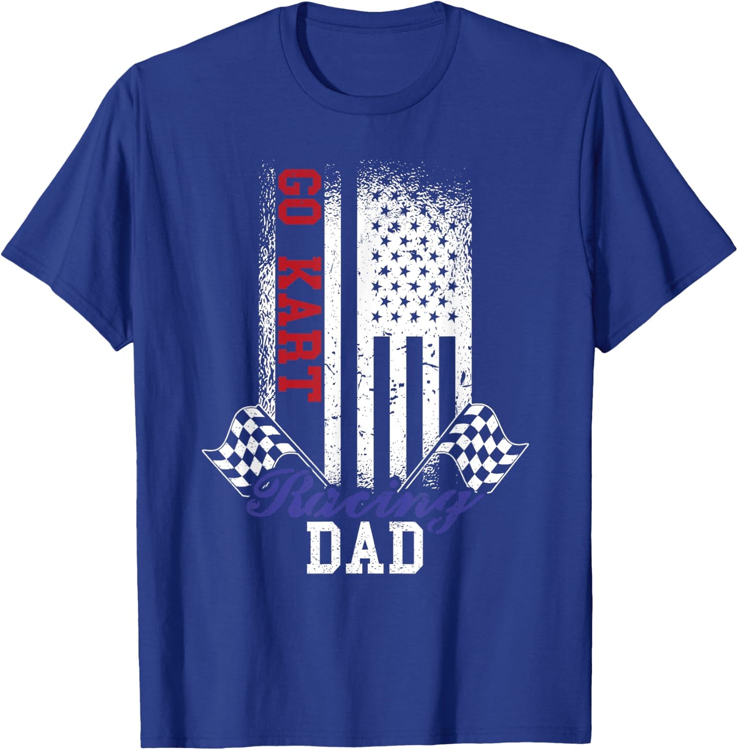 American Flag Go Kart Racing Race Dad Flag Design T-Shirt - T-Shirt | Royal