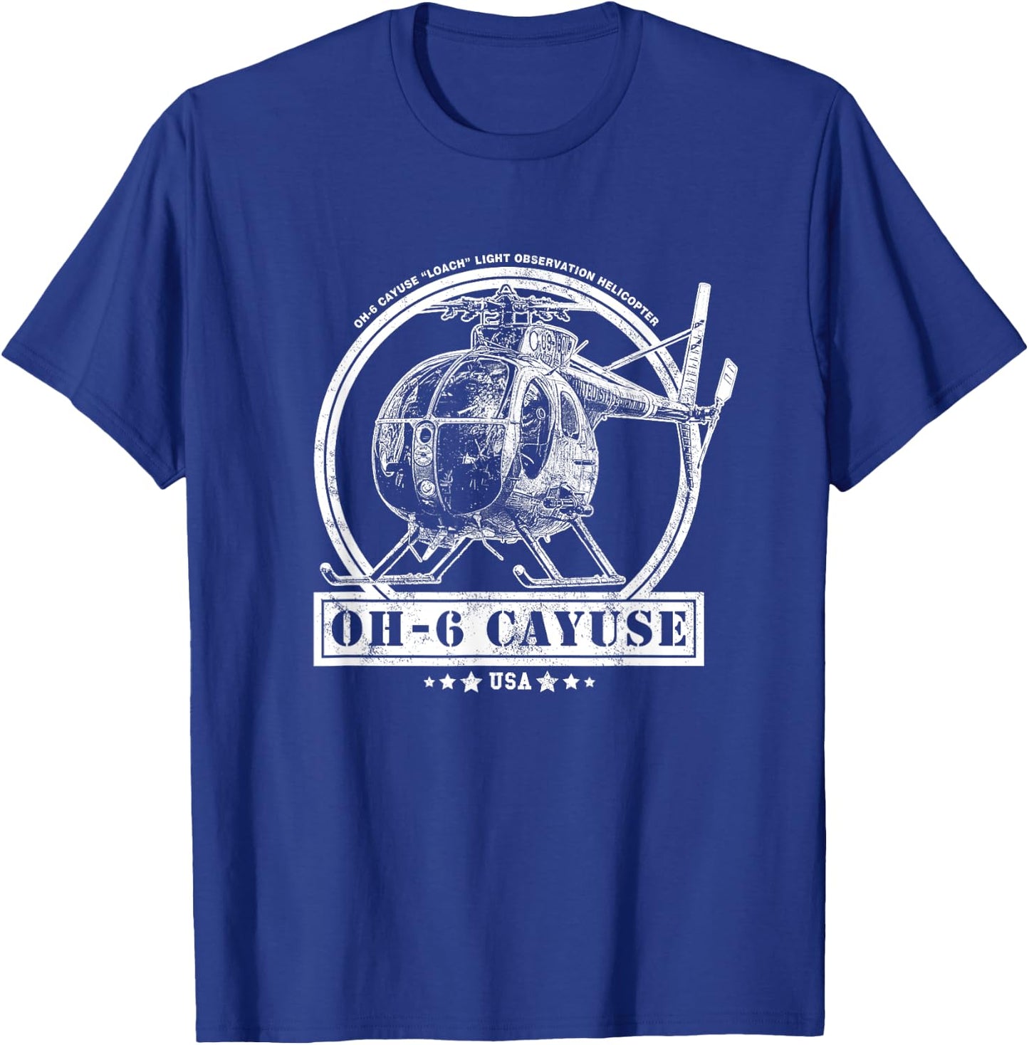 OH-6 "Loach" Cayuse Helicopter T-Shirt - T-Shirt | Royal