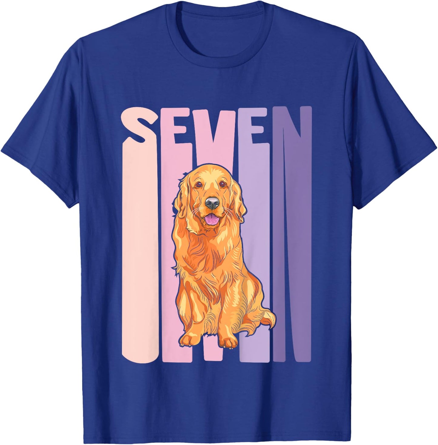 7 Year Old Golden Retriever Lover Birthday Girl T-Shirt - T-Shirt | Royal