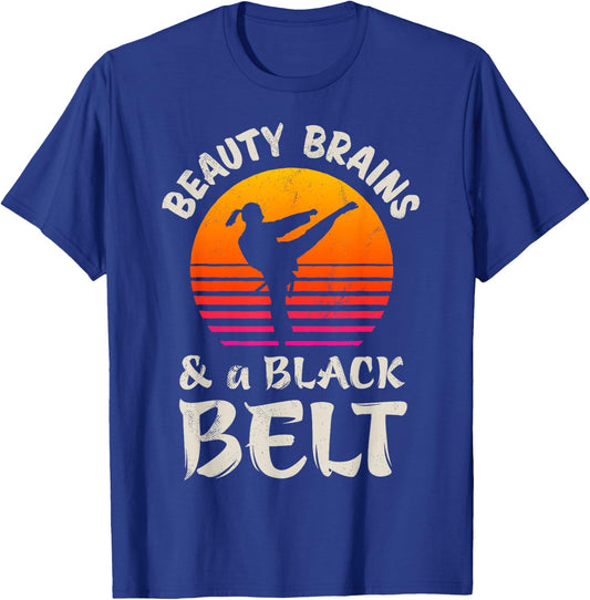Beauty Brains And A Black Belt Karate Girl Martial Arts Sun T-Shirt - T-Shirt | Royal