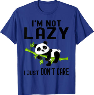 I'm Not Lazy I Just Don't Care Funny Panda Bear T-Shirt - T-Shirt | Royal