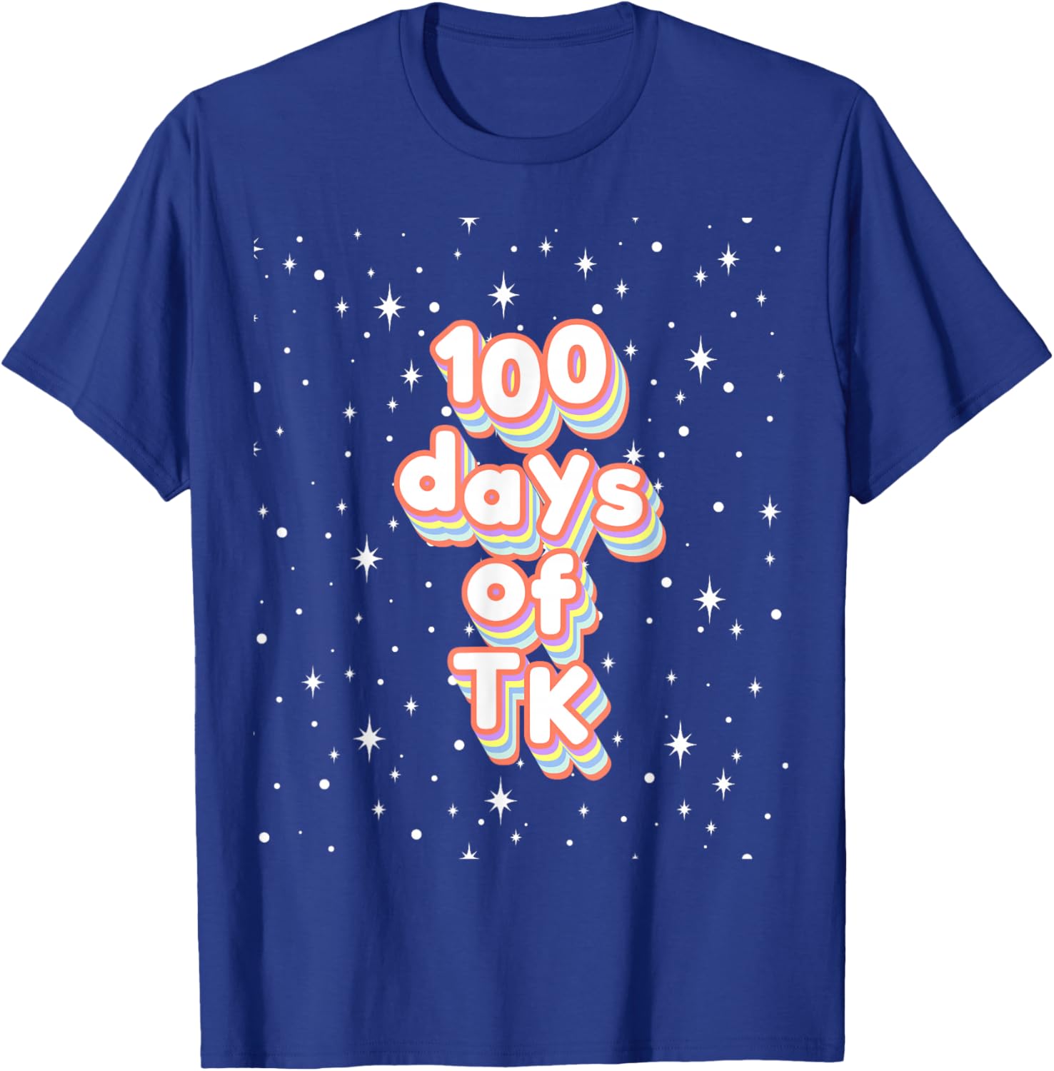 100th Day of School TK Cute 100 Days TK Midcentury Vintage T-Shirt - T-Shirt | Royal