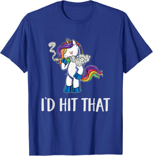 Funny Weed Shirts Stoner Unicorn Pothead 420 Id Hit That T-Shirt - T-Shirt | Royal
