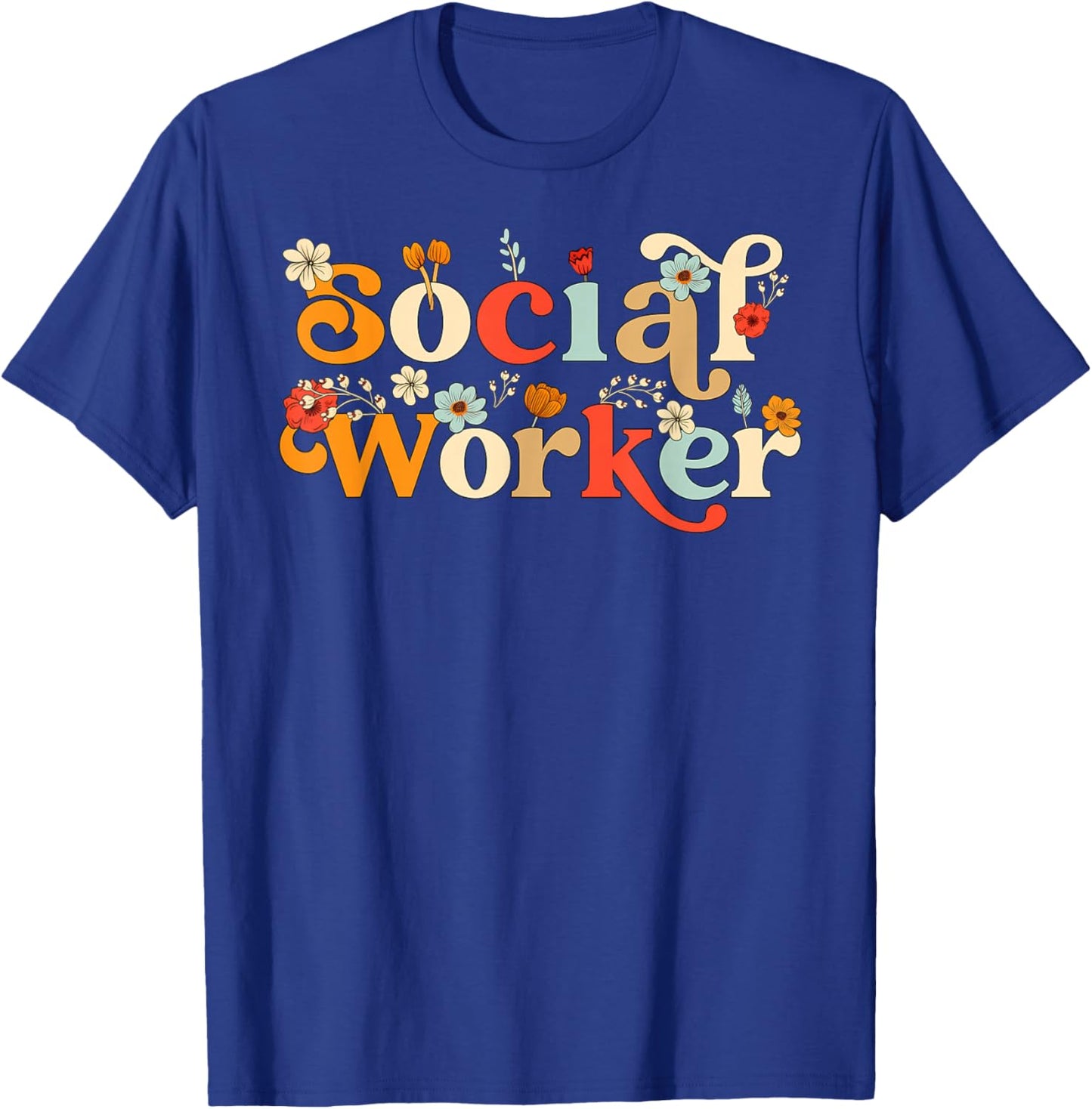 Social Worker School Social Worker Women Wildflower Floral T-Shirt - T-Shirt | Royal