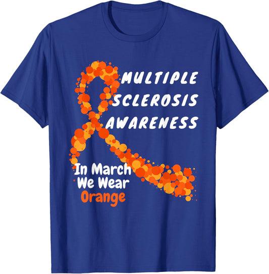Heart MS Multiple Sclerosis Awareness March We Wear Orange T-Shirt - T-Shirt | Royal