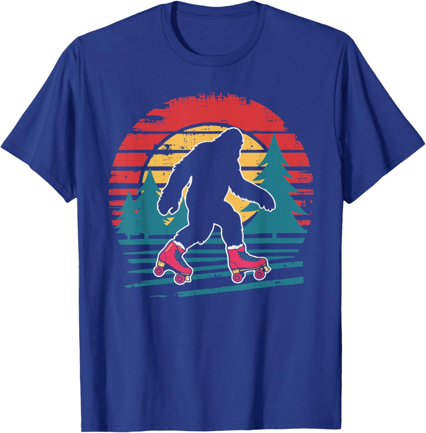 Retro Bigfoot Roller Skating Sasquatch 80s Skater T-Shirt - T-Shirt | Royal