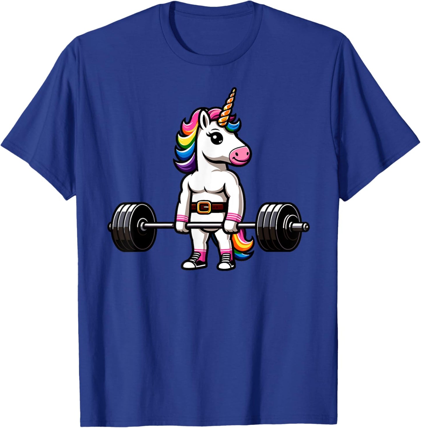 Muscle Gym Unicorn Bodybuilder Nerd Weightlifting Funny T-Shirt - T-Shirt | Royal