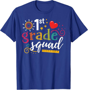 1st First Grade Squad Student Teacher Gift Back To School Women Girls Kids T-Shirt - T-Shirt | Royal