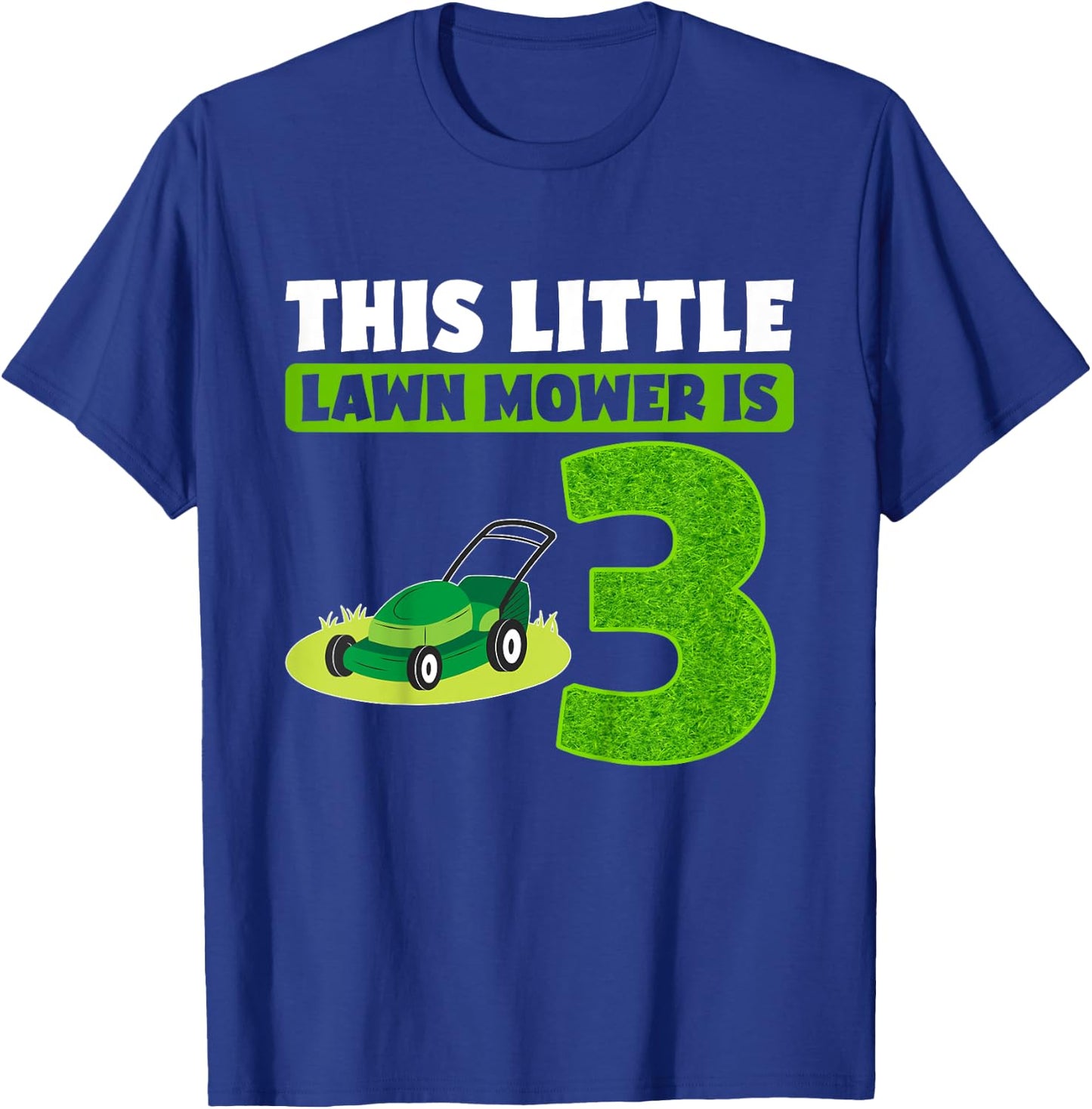 Kids 3rd Lawn Mower Birthday Party Three Year Old Boy Lawn Mowing T-Shirt - T-Shirt | Royal