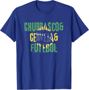 Churrasco & Cerveja & Futebol Brazil Brazilian T-Shirt - T-Shirt | Royal