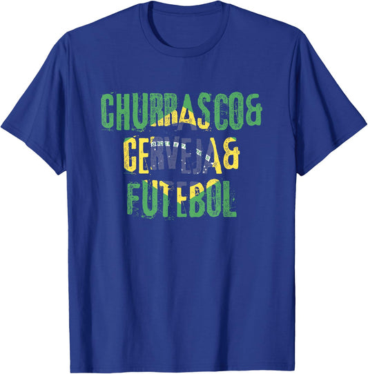 Churrasco & Cerveja & Futebol Brazil Brazilian T-Shirt - T-Shirt | Royal