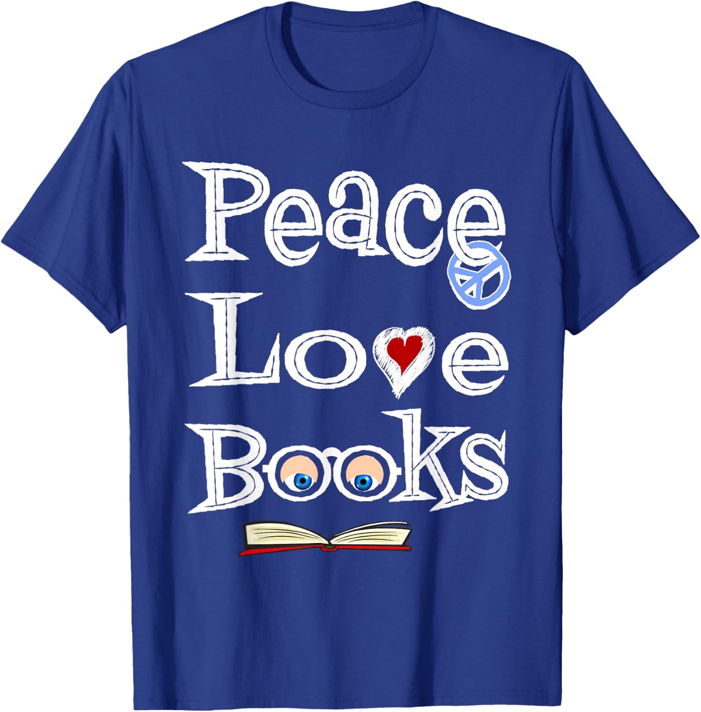 Peace Love Books Geeky Cute Book Nerd Gift T-Shirt - T-Shirt | Royal