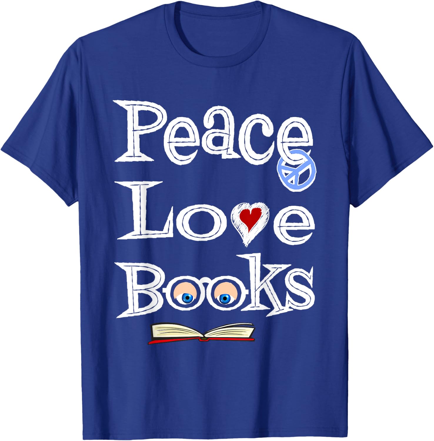 Peace Love Books Geeky Cute Book Nerd Gift T-Shirt - T-Shirt | Royal