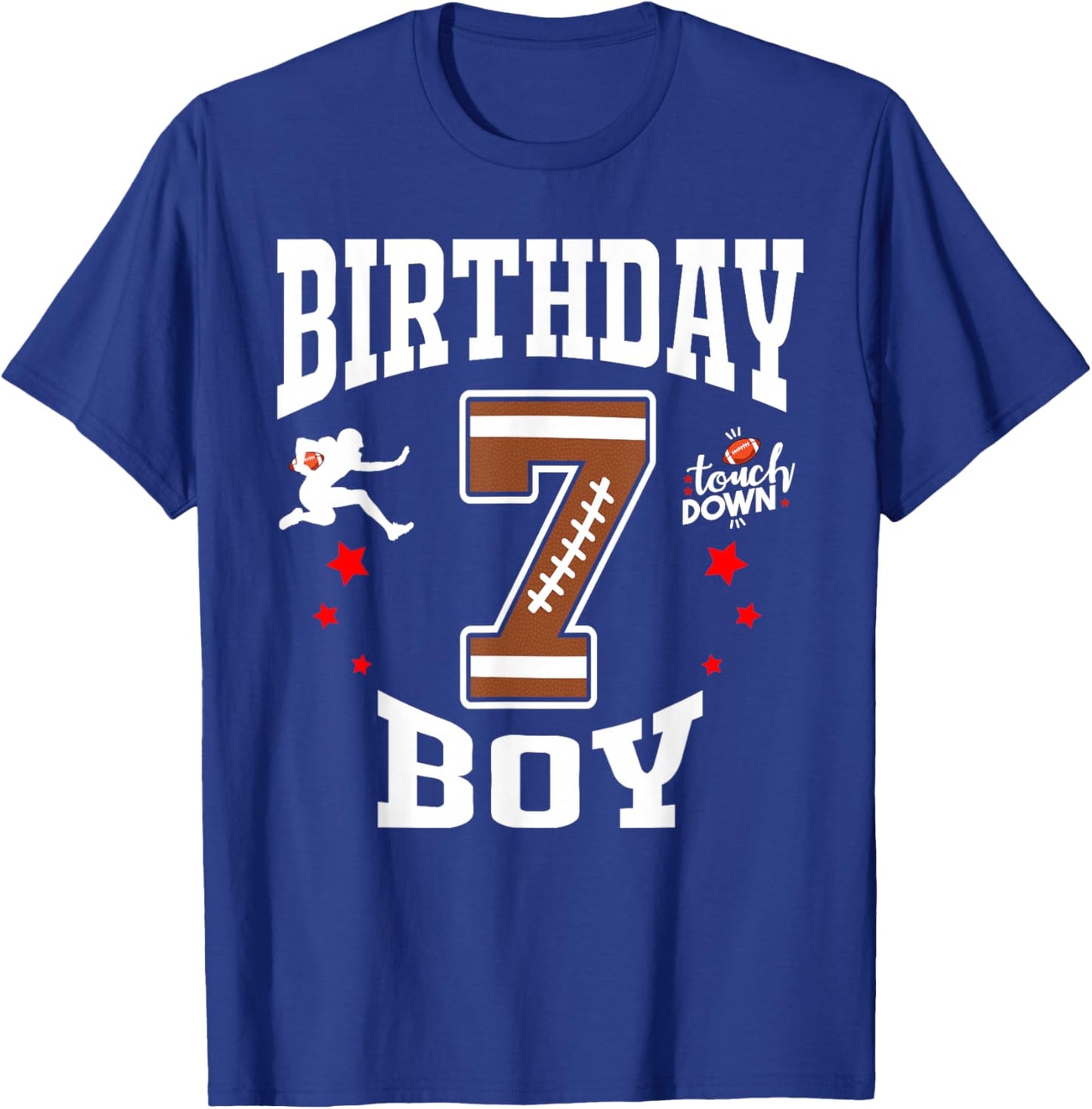 7th Birthday Football Boy Shirt - 7 years old Kid Football T-Shirt - T-Shirt | Royal