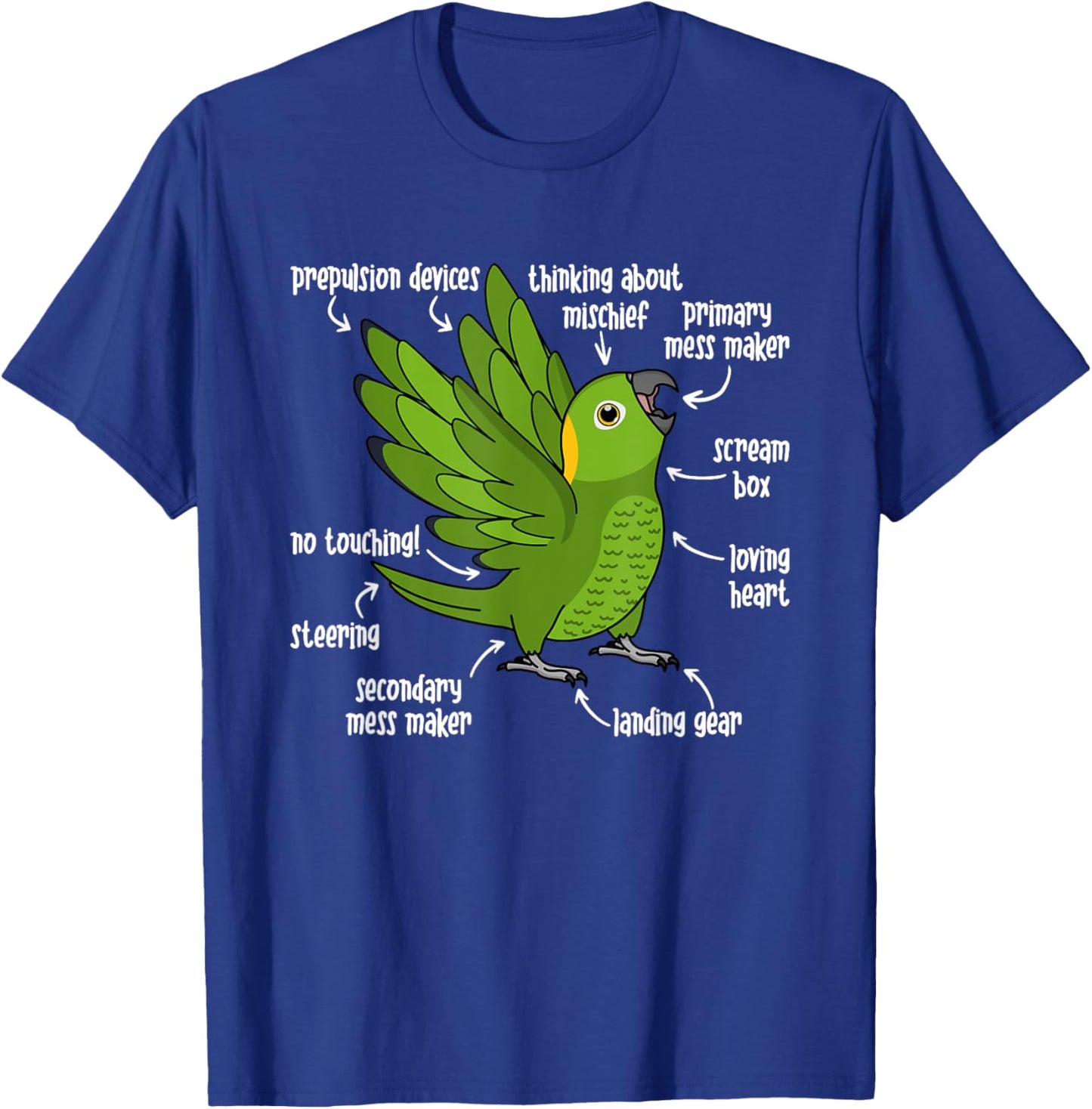 Parrot Anatomy I Yellow-naped Amazon T-Shirt - T-Shirt | Royal