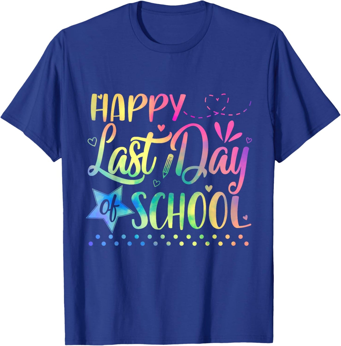 Last Day of School Teacher Student Graduation 2025 Tie Dye T-Shirt - T-Shirt | Royal