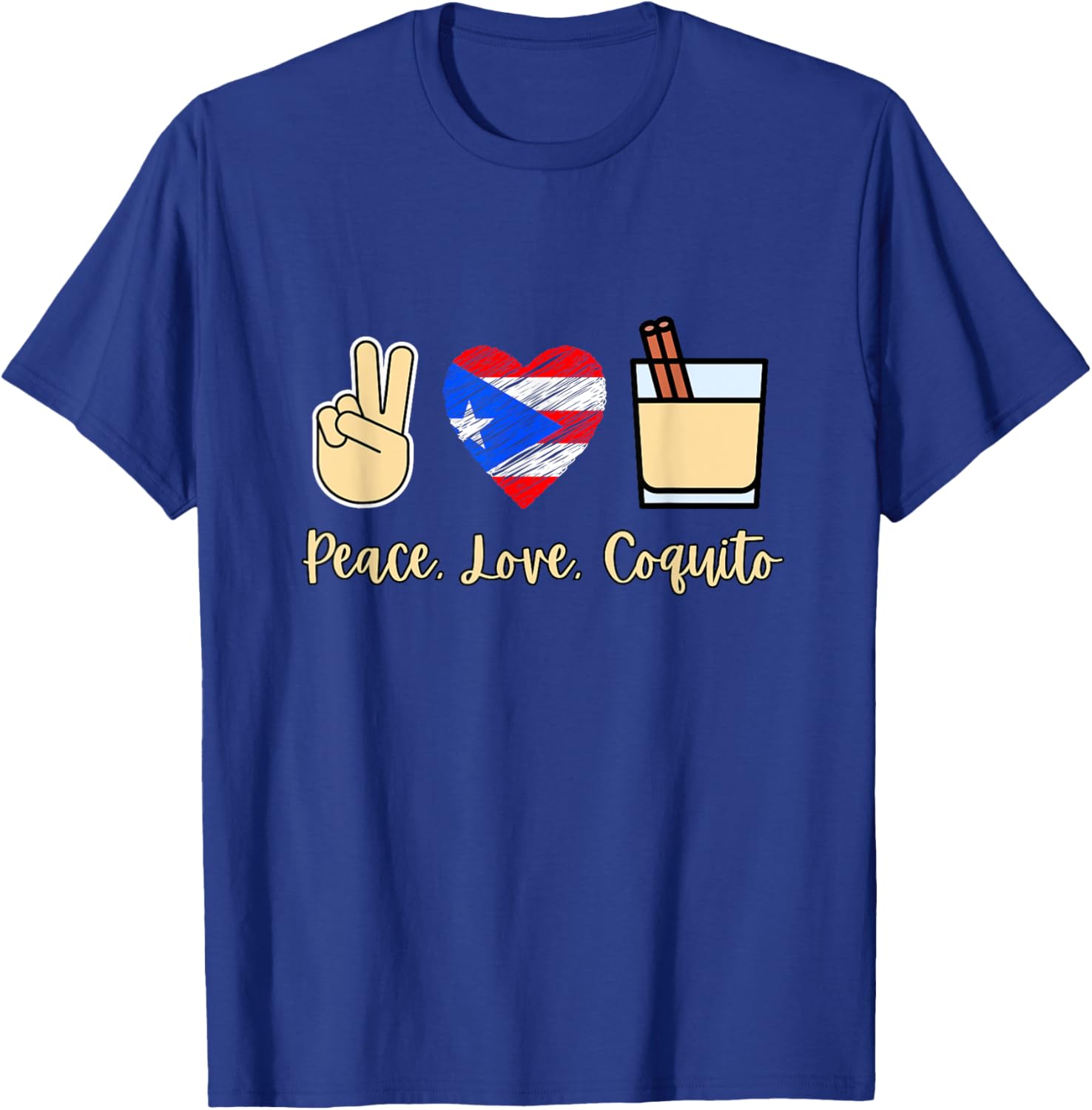 Latino Hispanic Puerto Rican Pride Peace Love Coquito Christmas Navidad - -Adults, Kids - Black - Small - Short Sleeve - - - Themed-Christmas-Love T-Shirt - T-Shirt | Royal