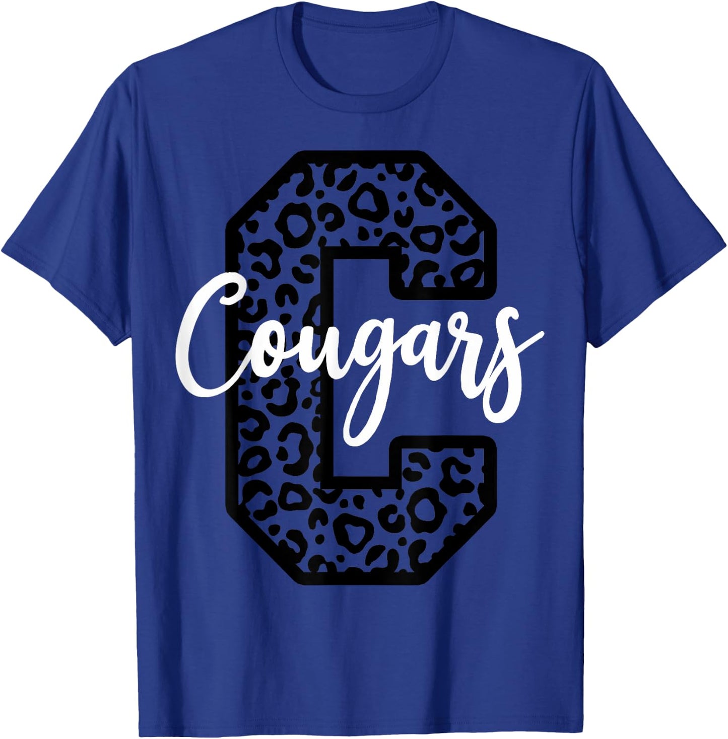 Cougars School Spirit Mascot Leopard Cheer Fan Game Day T-Shirt - T-Shirt | Royal