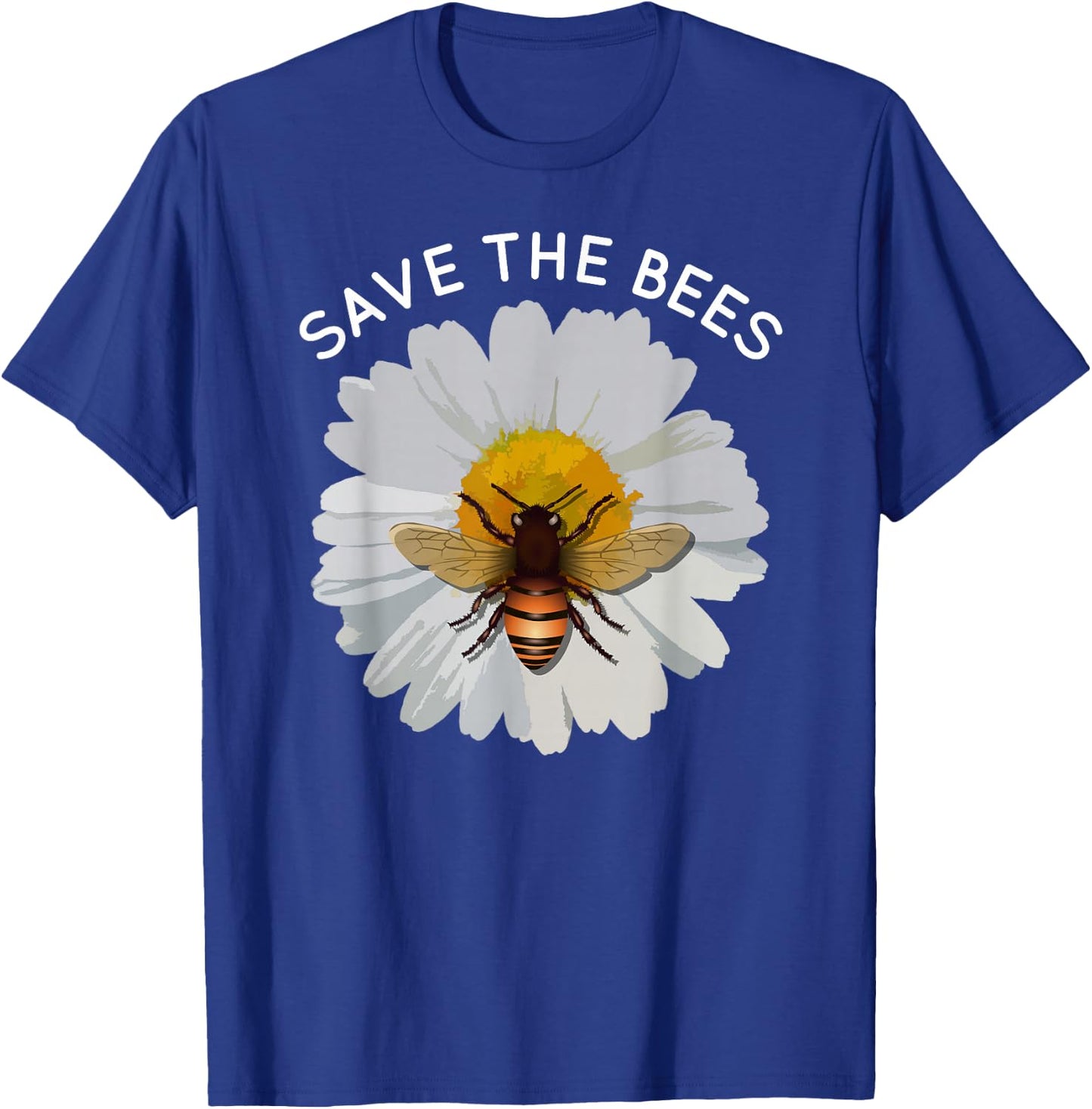 Save The Bees Daisy & Bee White and Yellow Blossom Flower T-Shirt - T-Shirt | Royal