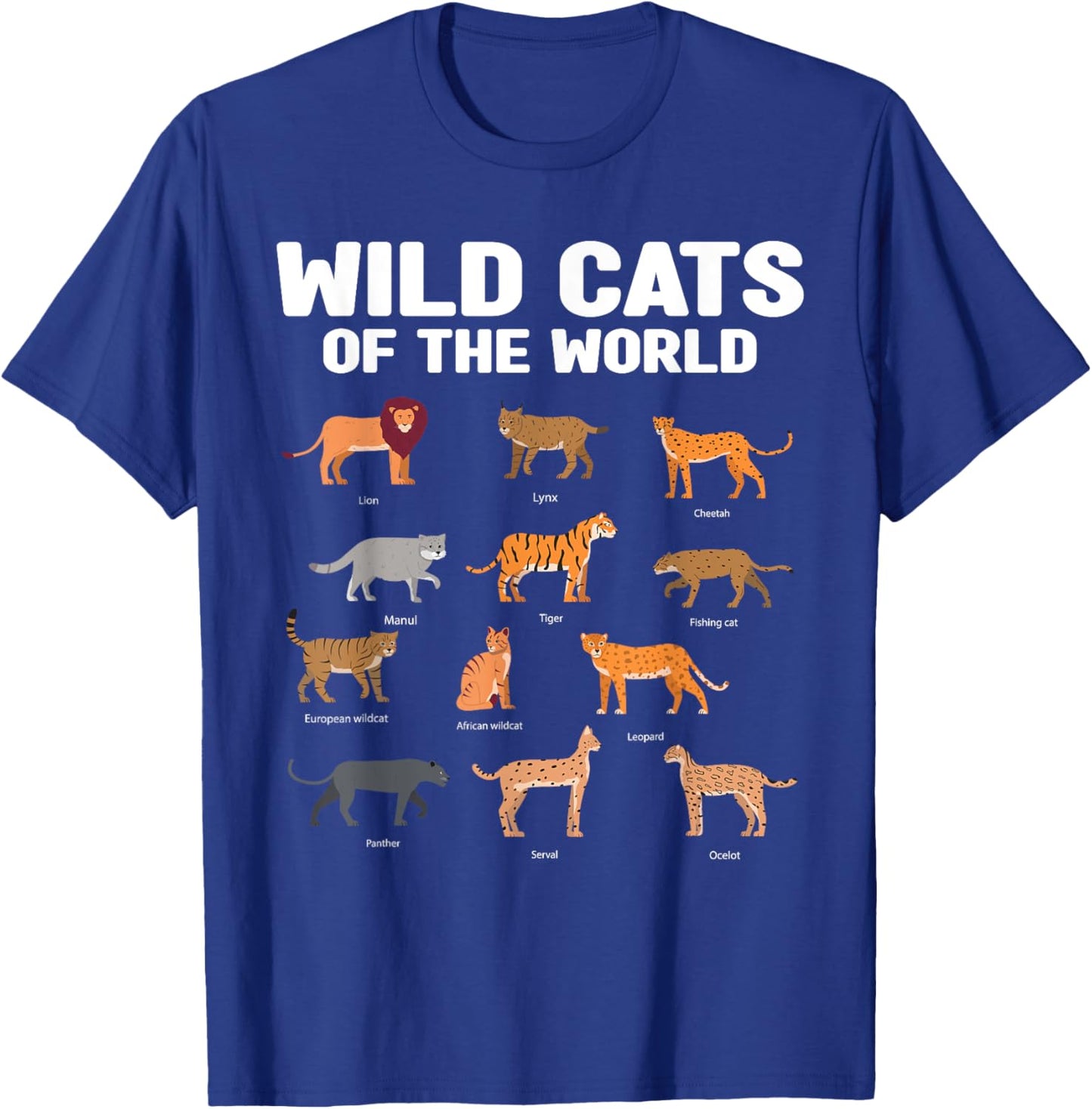 Wild Cats of the World Lion Tiger T-Shirt - T-Shirt | Royal